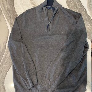 Gray, zip up sweater